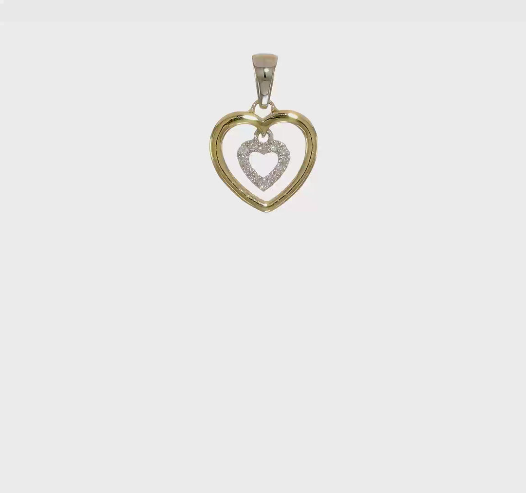 Diamond Heart Pendant in 14K Two-Tone Gold
