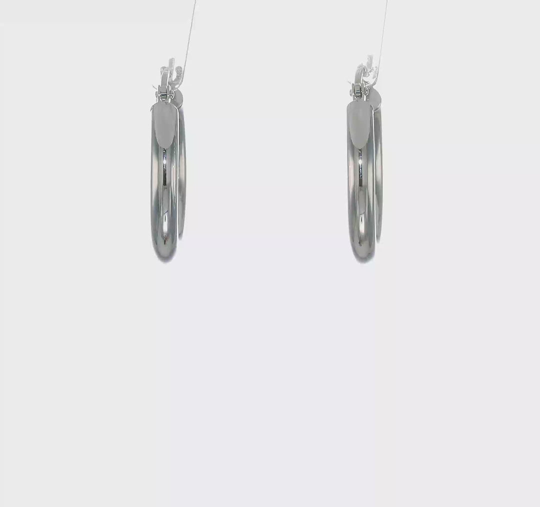 Polished 10k White Gold 3mm Tubular Hoop Earrings