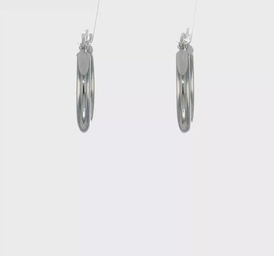Polished 10k White Gold 3mm Tubular Hoop Earrings