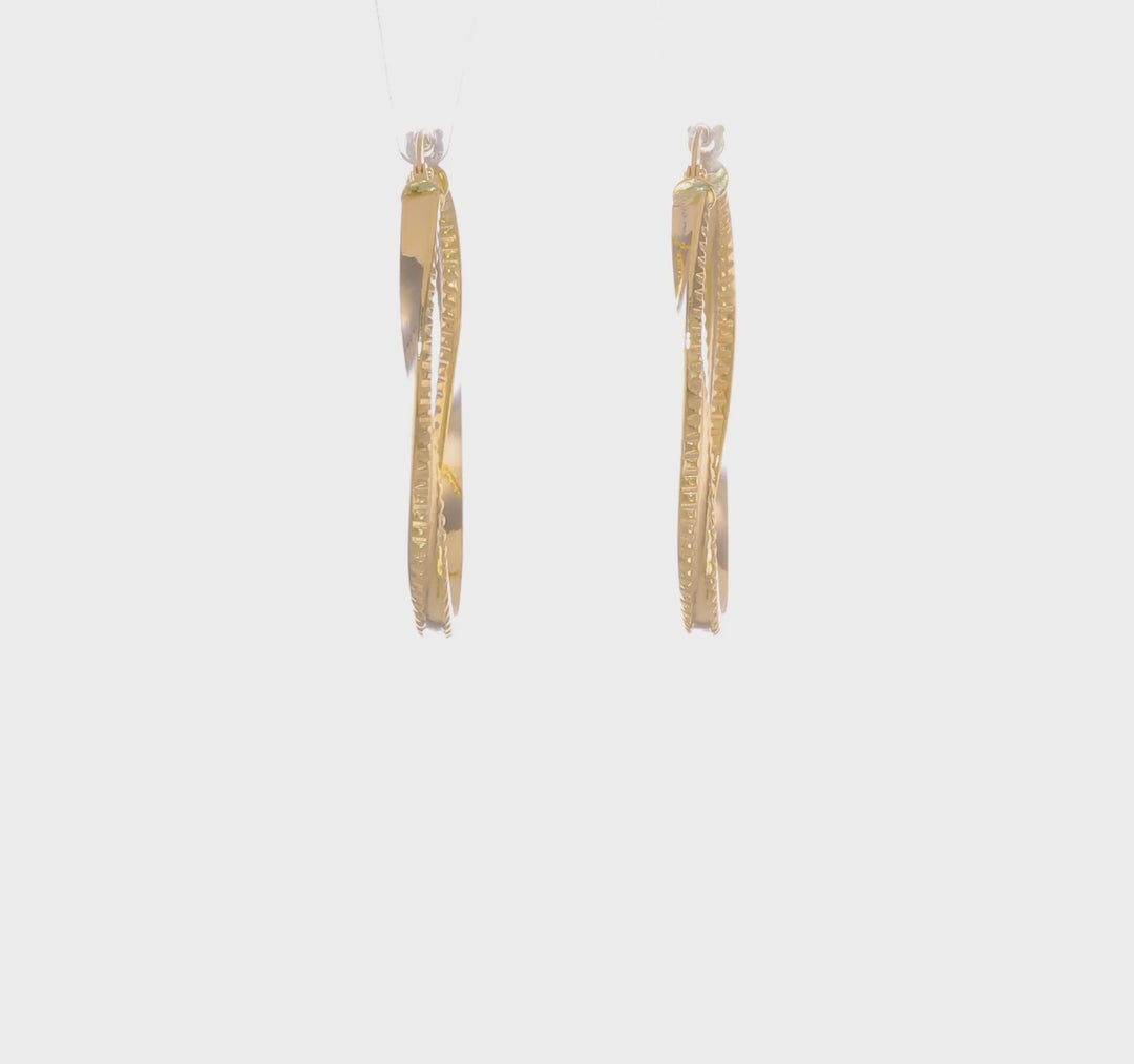 14K Gold Polished Twisted Oval Hoop Earrings