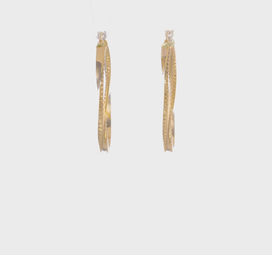 14K Gold Polished Twisted Oval Hoop Earrings