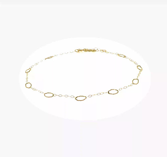 Tobillera de Formas Ovaladas de 14K con Extensión de 1 Pulgada de 10 Pulgadas