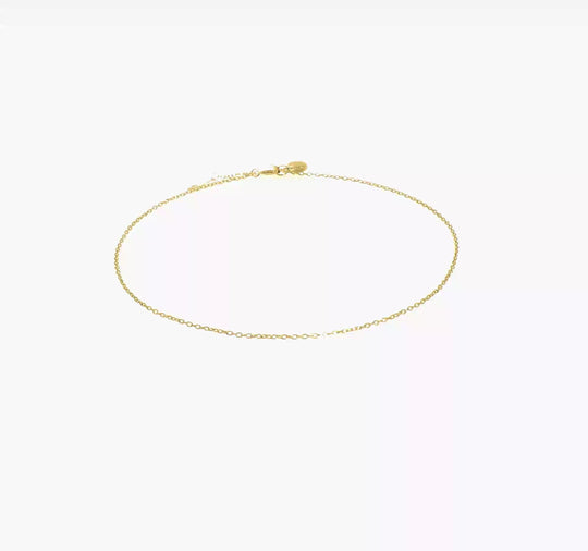 14K Yellow Gold Heart and Key Anklet with 1 Inch Extension