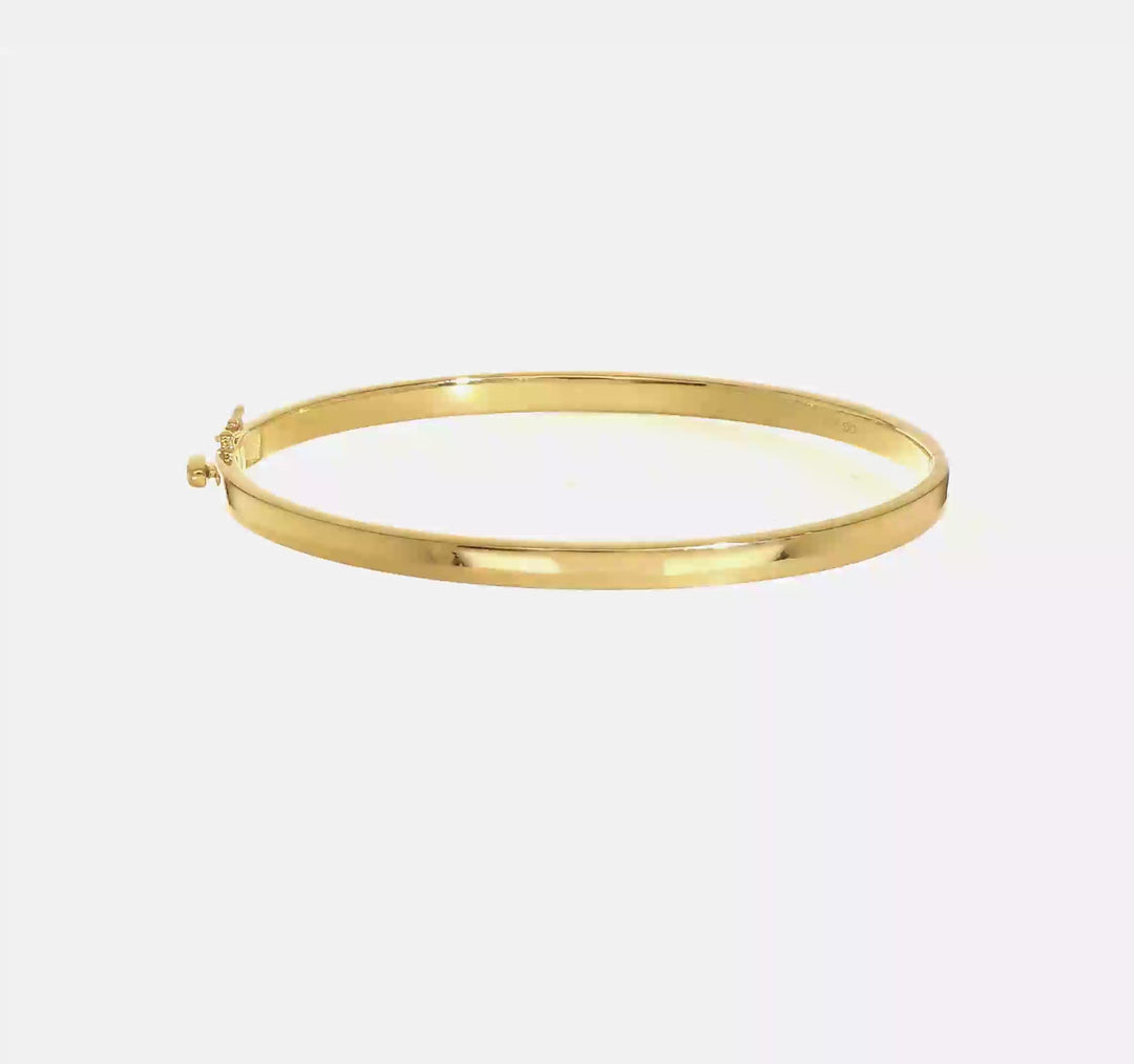 14k Solid Polished 3.6mm Oval Hinge Bangle Bracelet