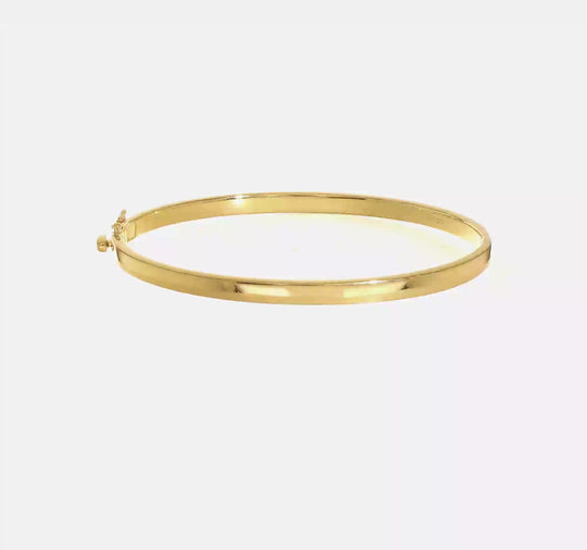 14k Solid Polished 3.6mm Oval Hinge Bangle Bracelet