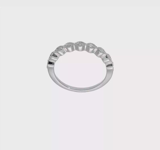  Alianza de Boda Completa en Oro Blanco de 14k con Diamantes de 1/10 Quilates