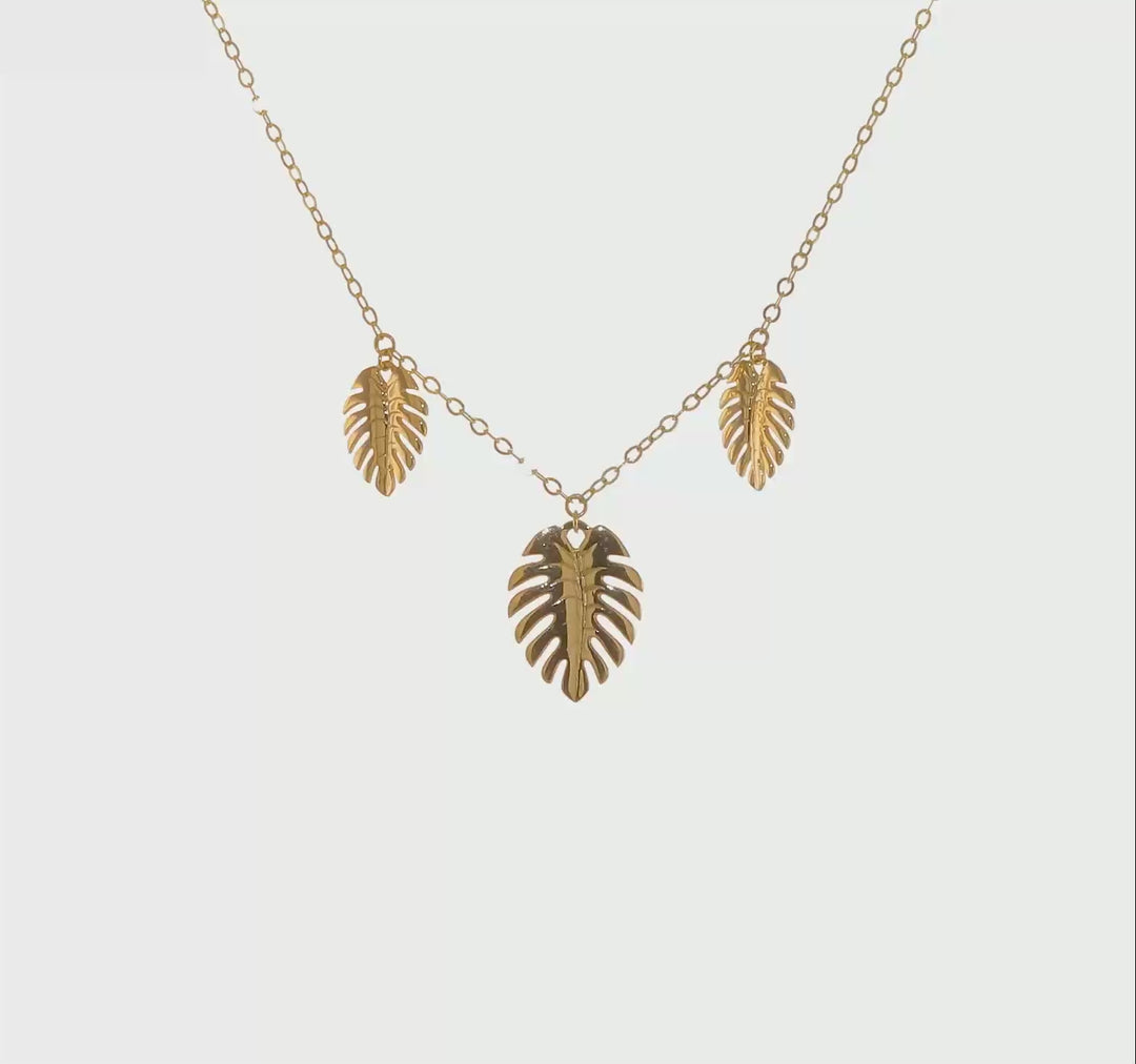 14K Palm Leaf Pendant Necklace