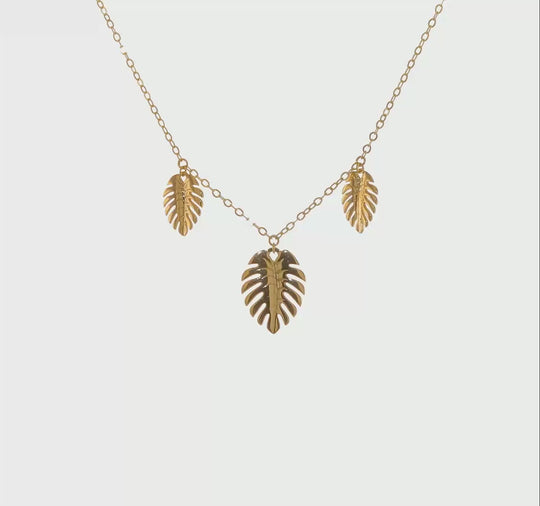 14K Palm Leaf Pendant Necklace