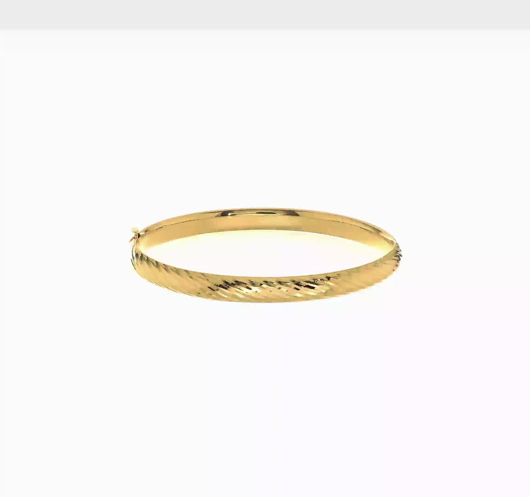 14K Yellow Gold Textured Hinge Children's Bangle Bracelet