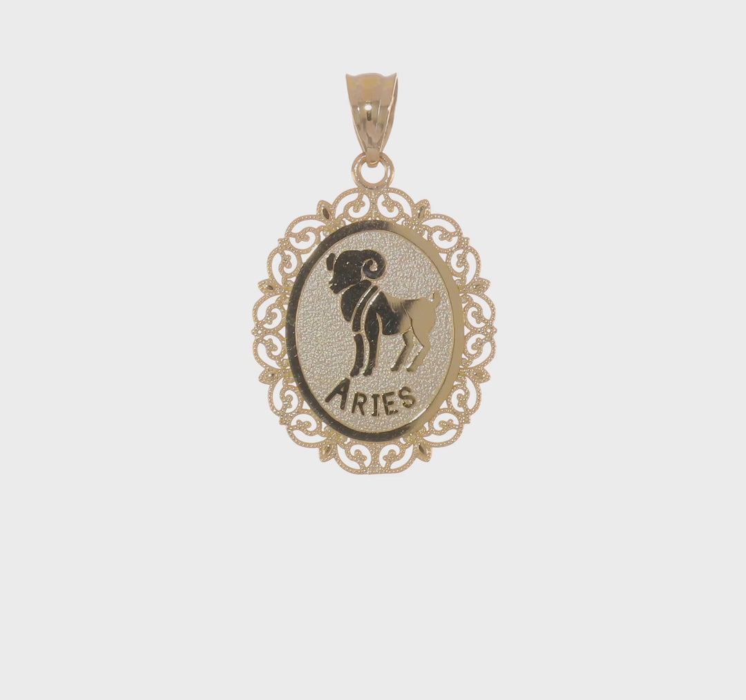 Aries Pendant in 14k Yellow Gold with Satin and Polished Finish