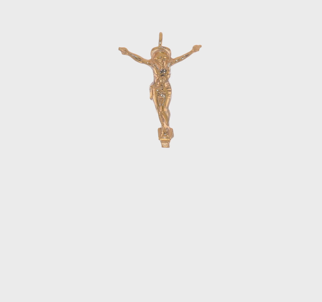 Solid 14K Yellow Gold Risen Christ Chain Slider
