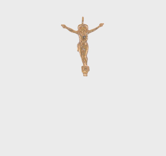 Solid 14K Yellow Gold Risen Christ Chain Slider