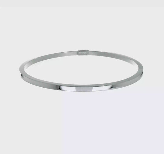 14k White Gold 3mm Square Tube Polished Bangle Bracelet