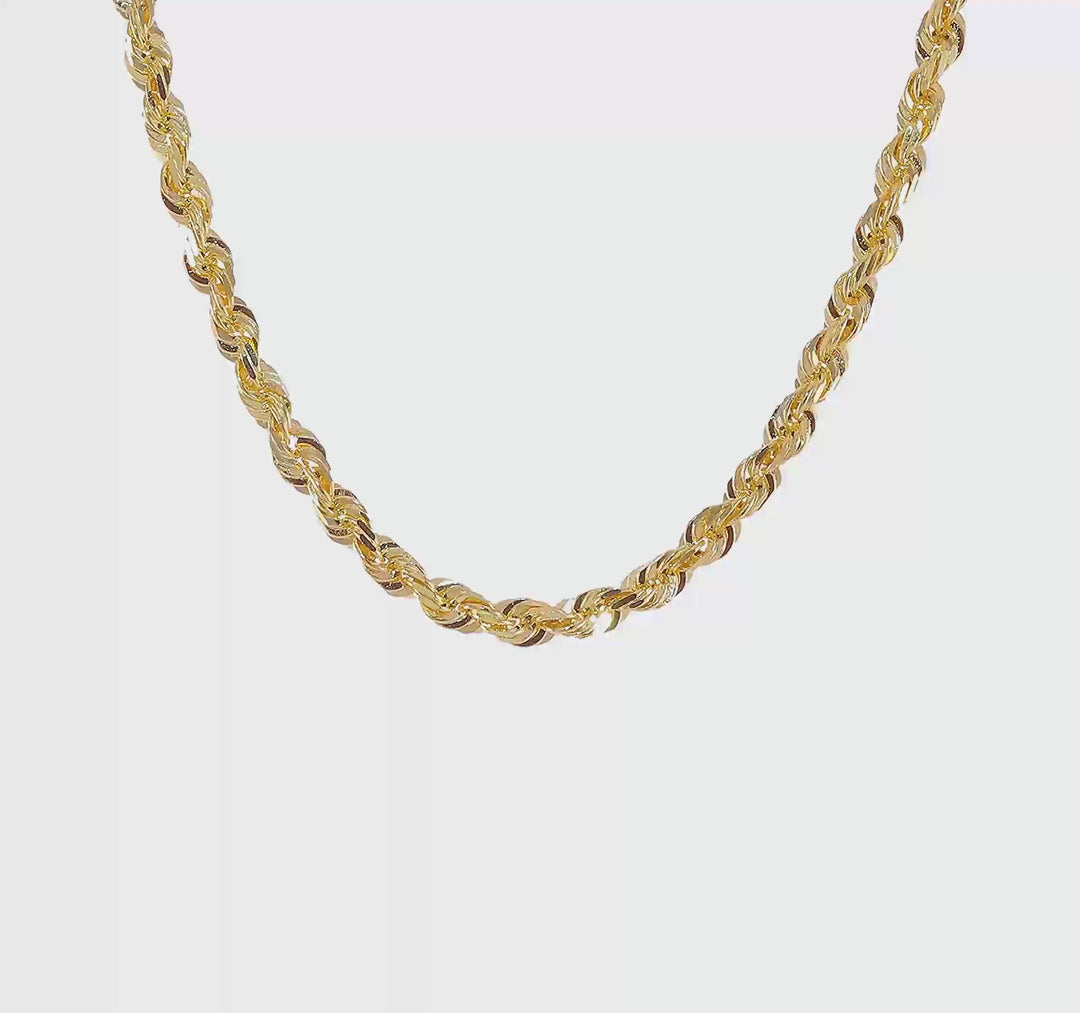 14K 26 inch 5.5mm Rope Chain with Elegant Lobster Clasp