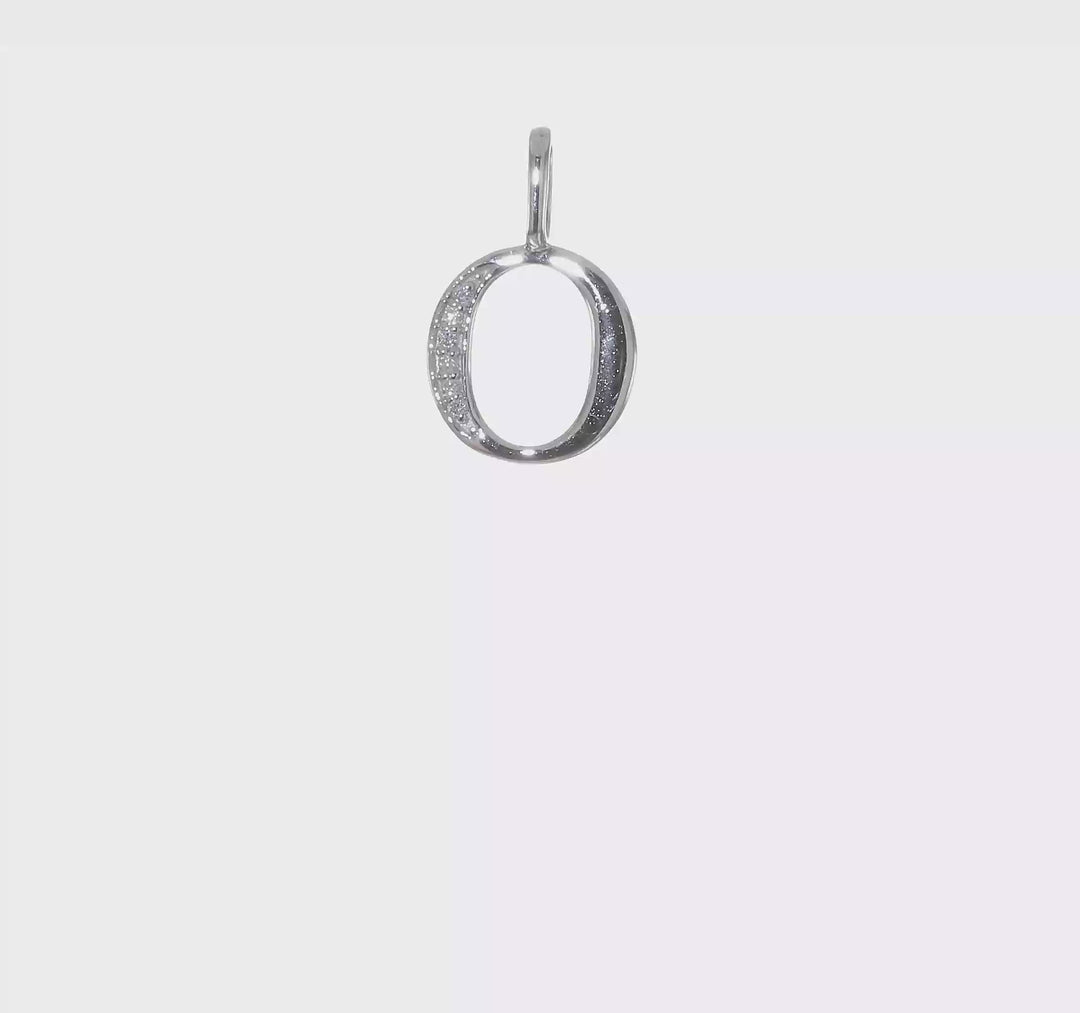 Dije Inicial Letra "o" Minúscula con Diamante en Oro Blanco de 14K