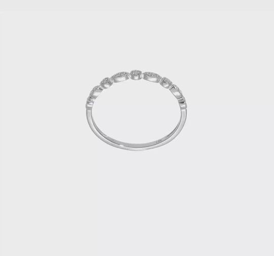 Anillo Elegante de Diamantes en Oro Blanco de 14k