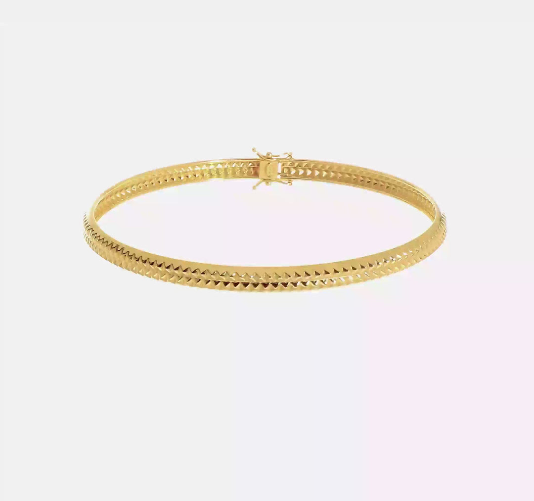 14K Yellow Gold Flexible Bracelet, Polished and Textured (5mm)