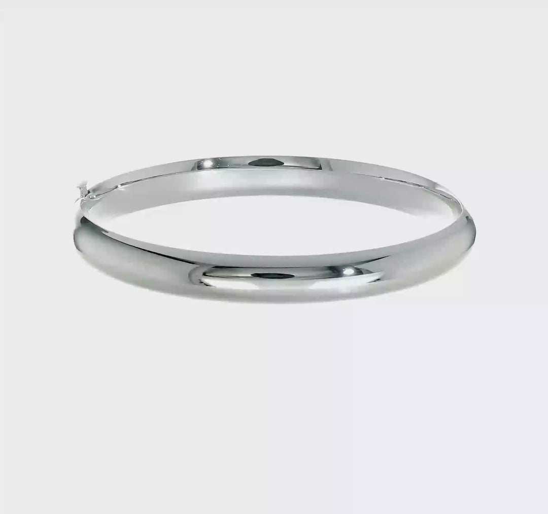 14K White Gold Polished 8.00mm Hinged Bangle Bracelet