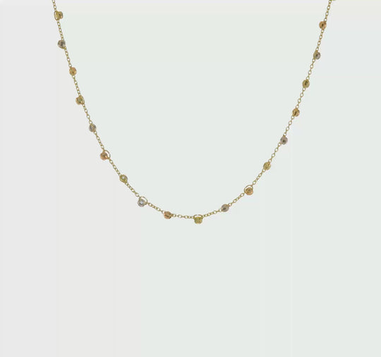 14K Polished Tri-color Pearl Necklace with D/C 18 inches