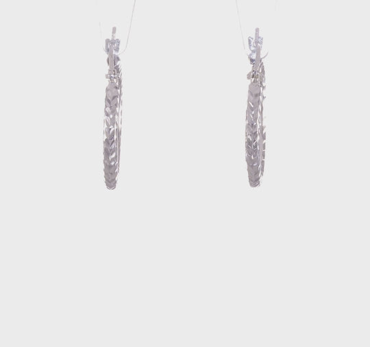 Diamond-Cut Round Tube Hoops in 14k White Gold (2mm x 20mm)