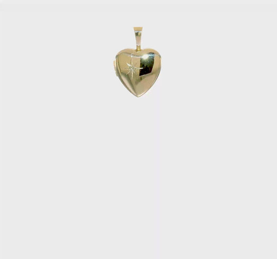 14k Yellow Gold Heart Locket with 0.01 ct Diamond (12 mm)