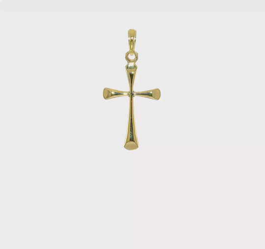 10k Polished Beveled Point Cross Pendant