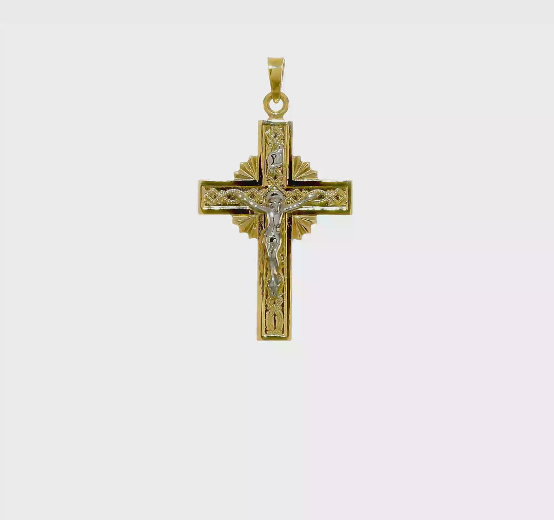 INRI Crucifix Pendant in 14k Two-Tone Gold