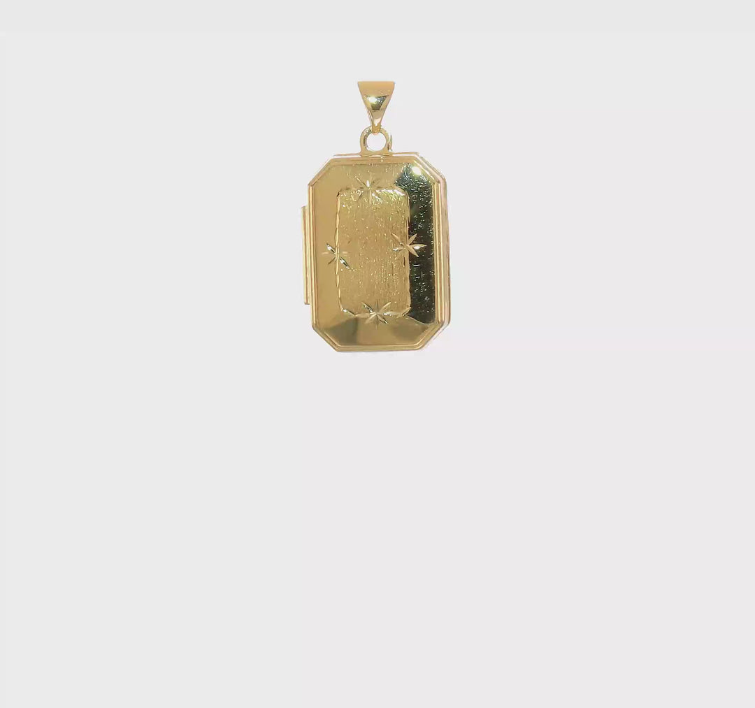 20mm Diamond-Cut Rectangular Medallion with Brushed Finish in 14k Yellow Gold