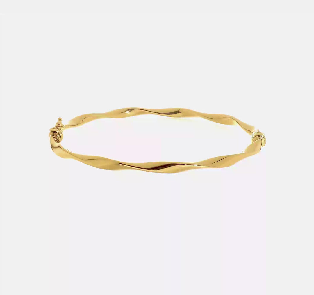 Twisted Tube Bangle Bracelet 14K Yellow Gold