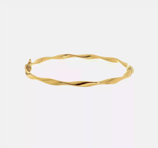 Twisted Tube Bangle Bracelet 14K Yellow Gold