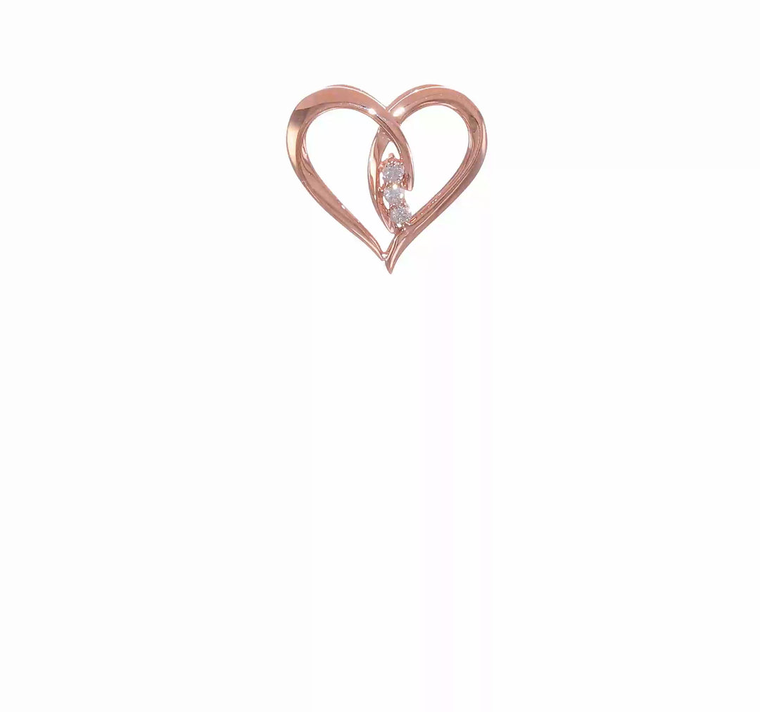 Polished Diamond Heart Chain Slider in 14k Rose Gold