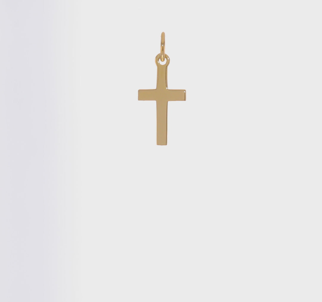 Solid Polished Cross Pendant in 14k Yellow Gold