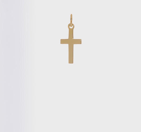 Solid Polished Cross Pendant in 14k Yellow Gold