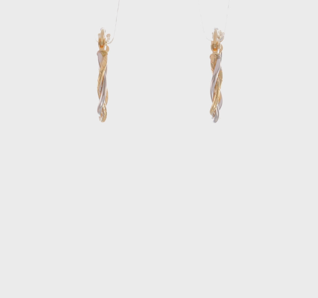 14K Two-Tone Gold Polished Twisted Hoop Earrings