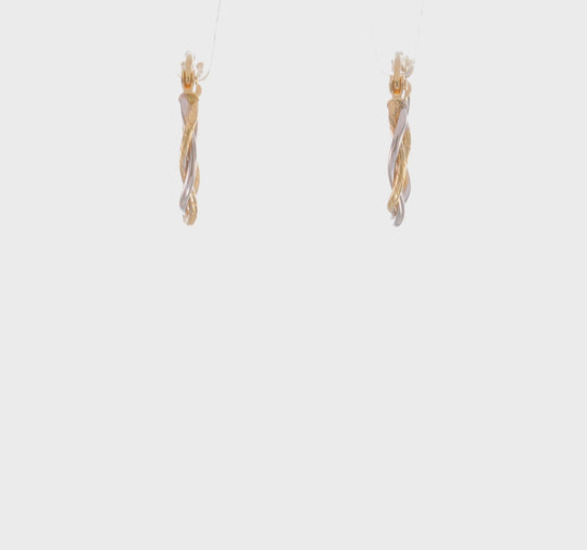 14K Two-Tone Gold Polished Twisted Hoop Earrings