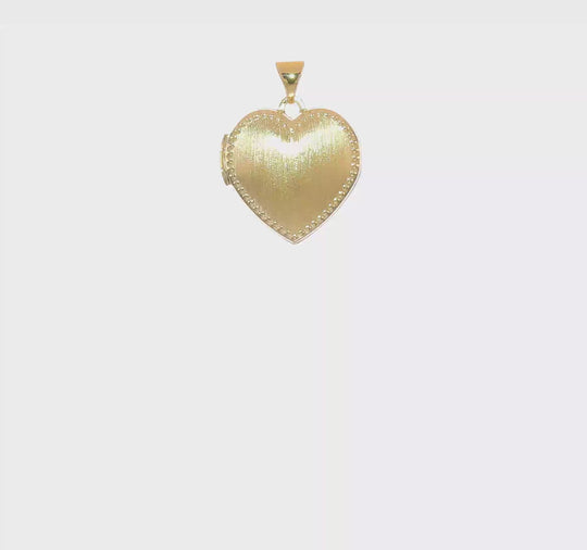 14k Yellow Gold Heart Locket with Pearl Trim and Brushed Finish (18mm)