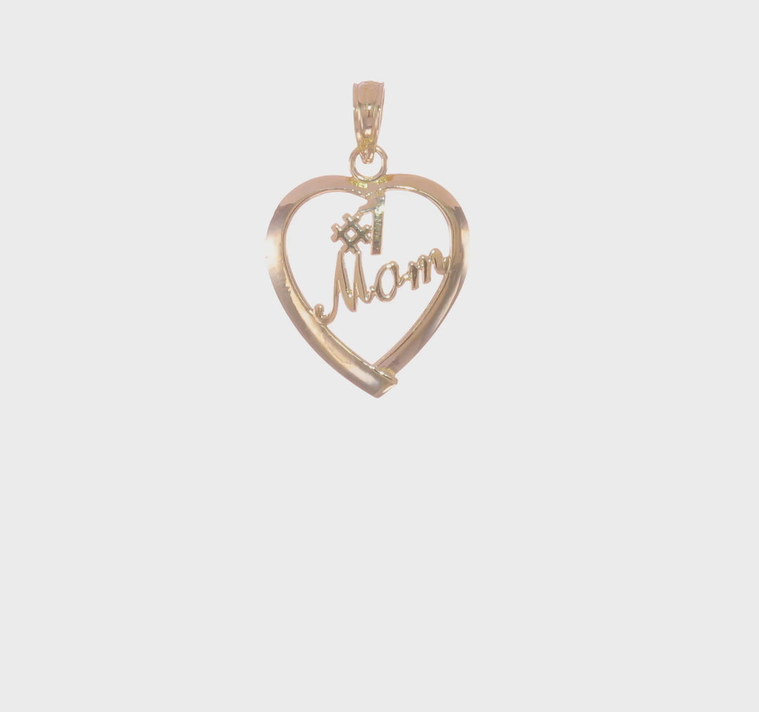 Dije de Mamá #1 en Corazón en Oro de 10K Pulido