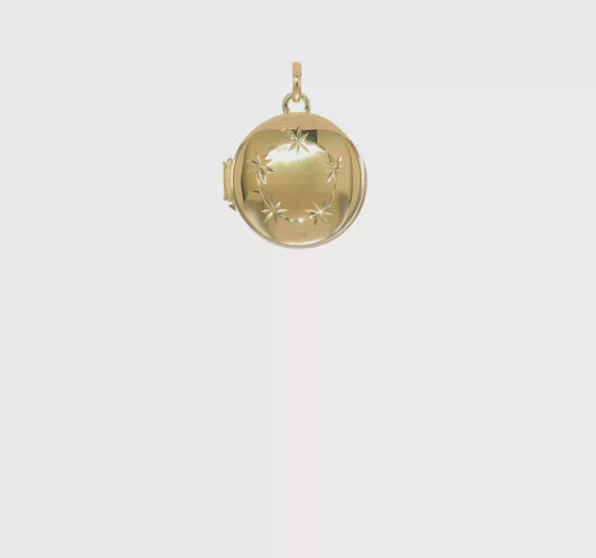 14k Yellow Gold Polished and Brushed Round Locket 16mm