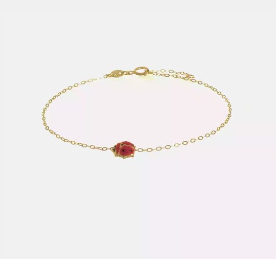 Pulsera 14K Enameleda con Mariquita