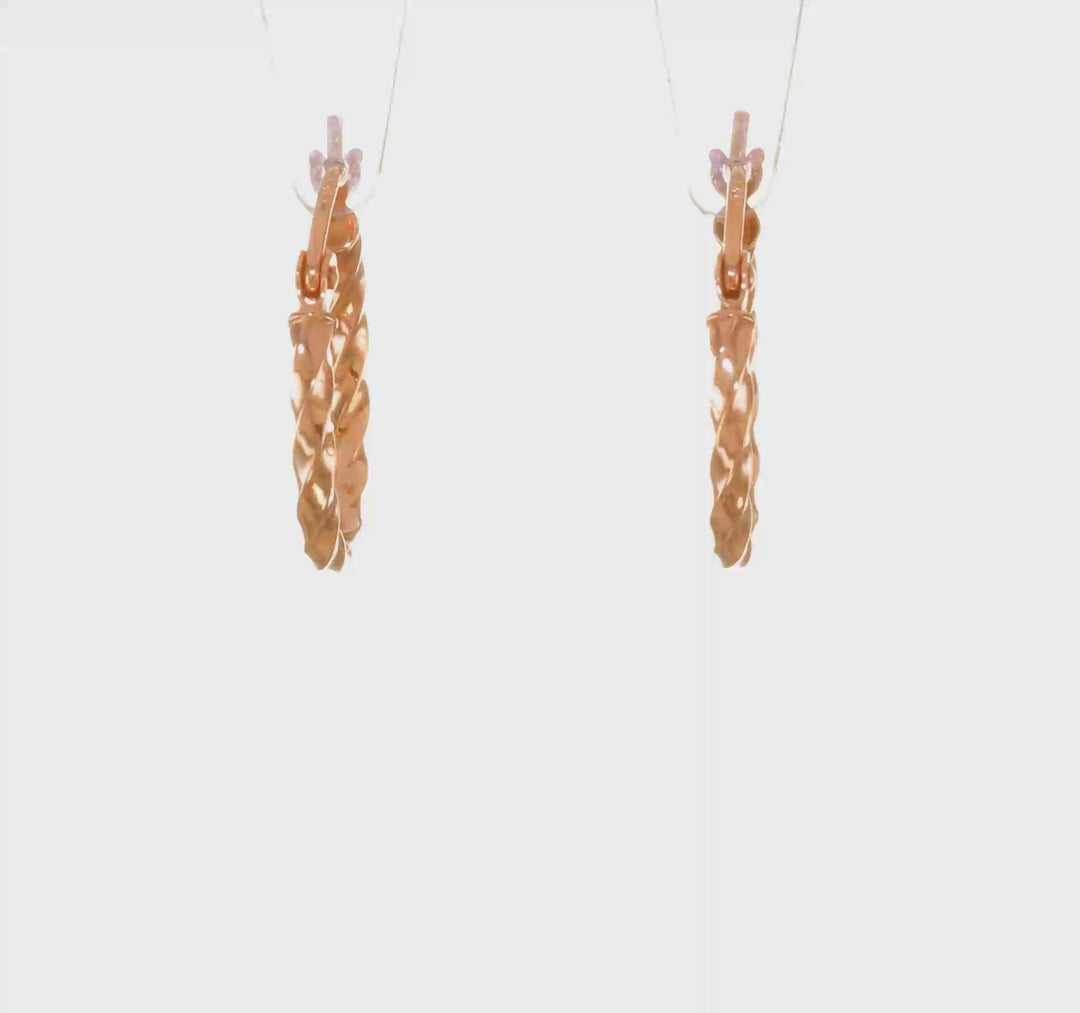 14K Rose Gold Twisted Hoop Earrings