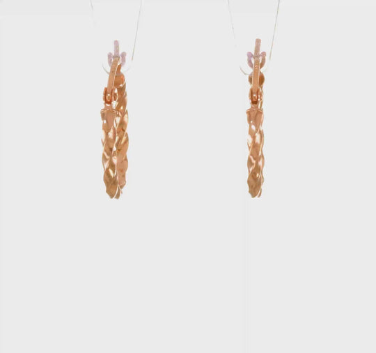 14K Rose Gold Twisted Hoop Earrings