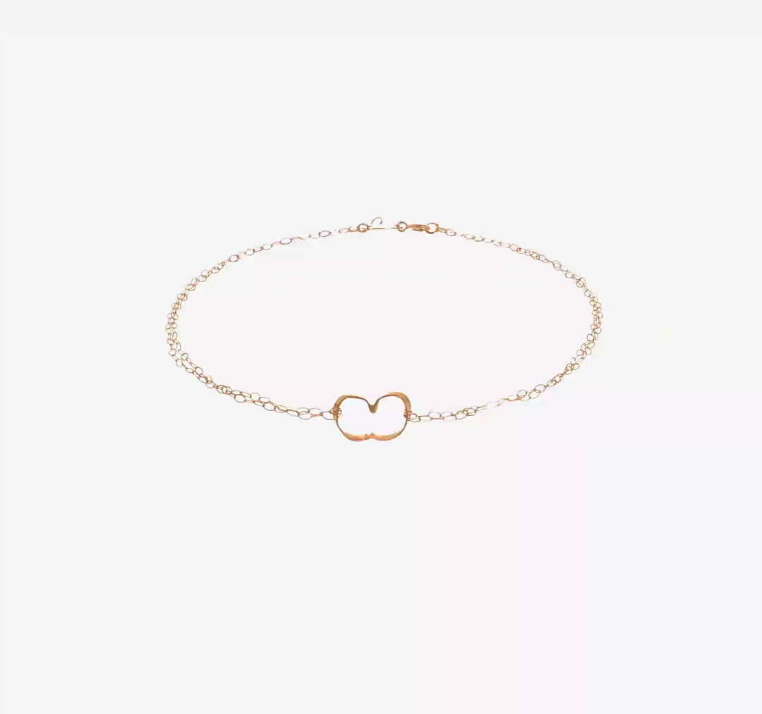 Tobillera de Oro Rosa de 14K de Doble Cadena con Corazón de 9 pulgadas + Extensor de 1 Pulgada