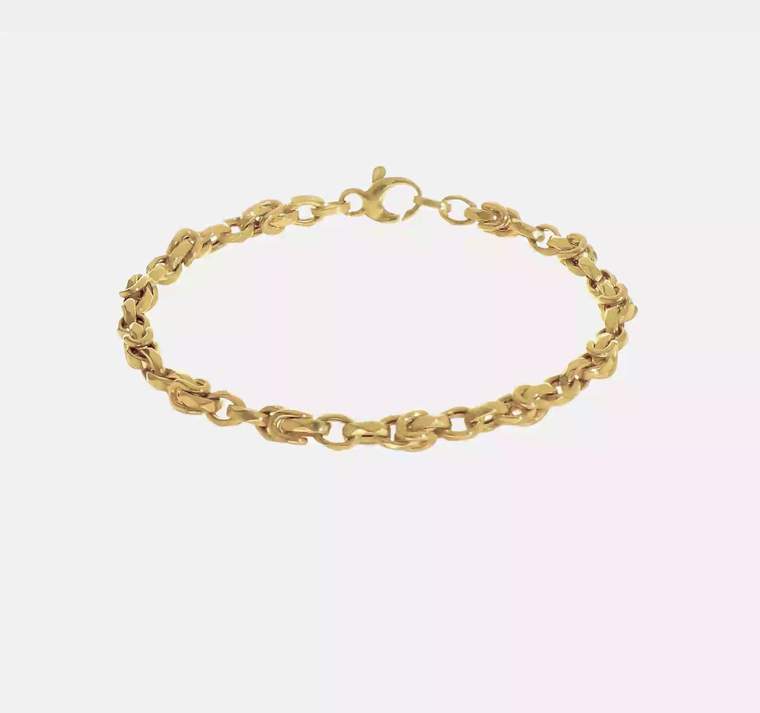 Pulsera de Enlaces de Estilo Bizantino en Oro de 14k Pulido