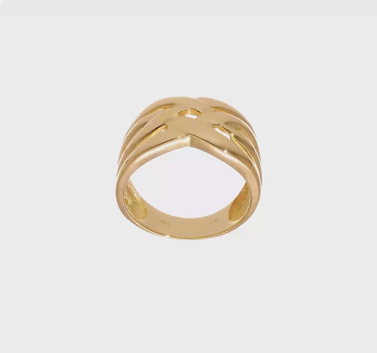 Anillo Dome Tejido Pulido de 14K