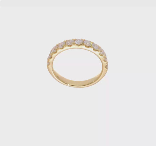 Alianza de Boda Completa con Diamantes de Laboratorio de 1 Quilate en Oro Amarillo de 14K