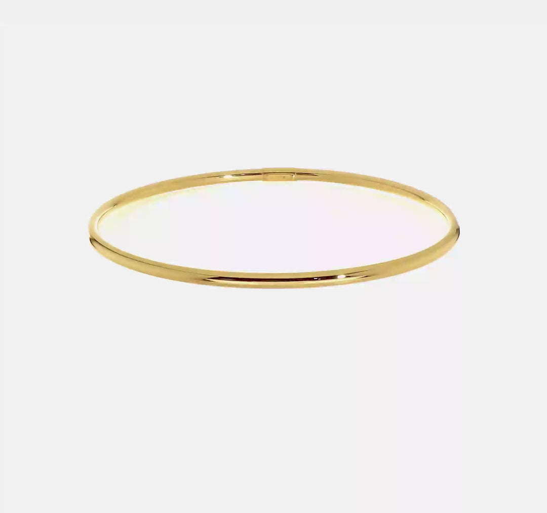 14k Polished 3mm Round Tube Slip-on Bracelet