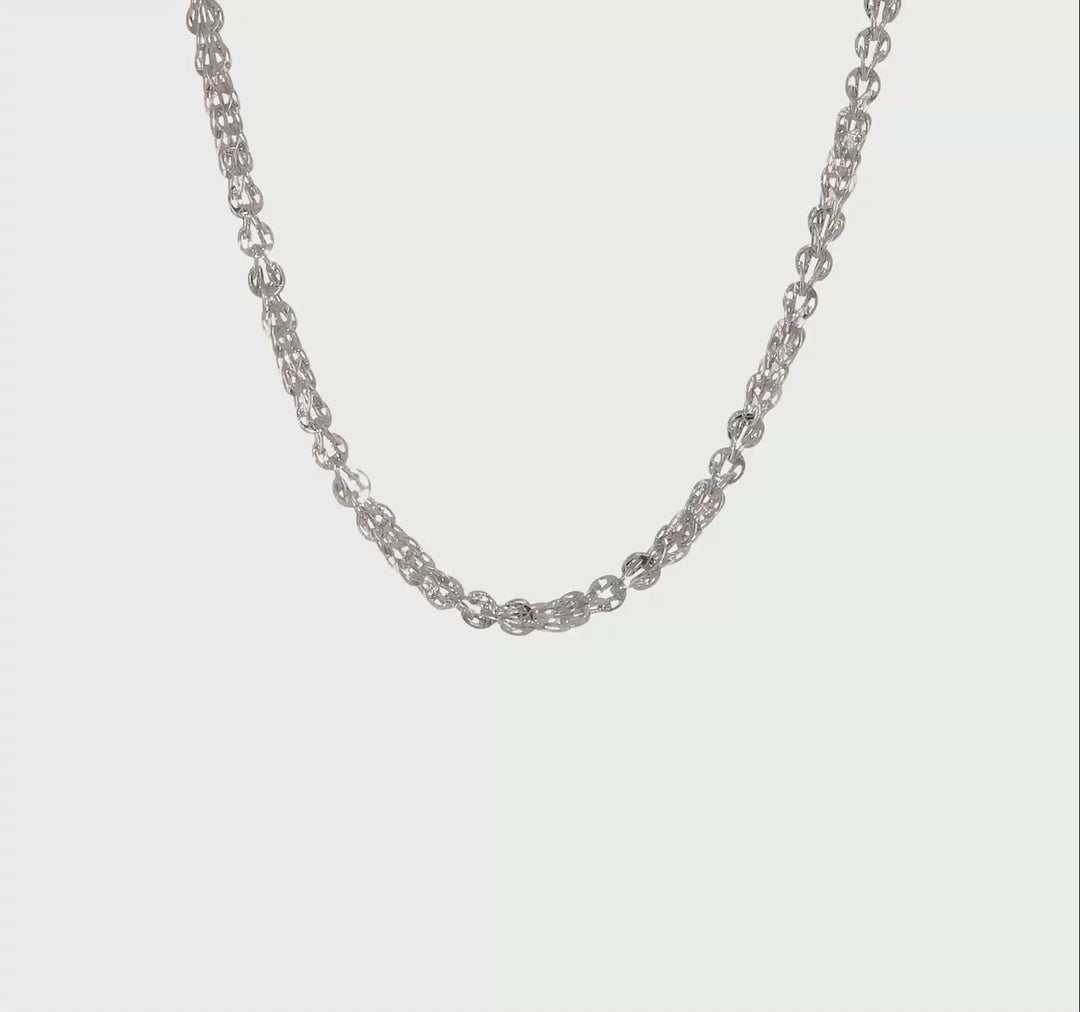 14K White Gold Necklace with Elegant and Polished Links - 18.25 Inches