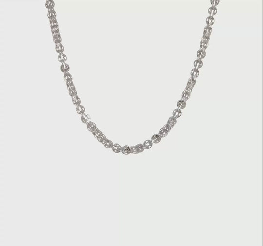 14K White Gold Necklace with Elegant and Polished Links - 18.25 Inches