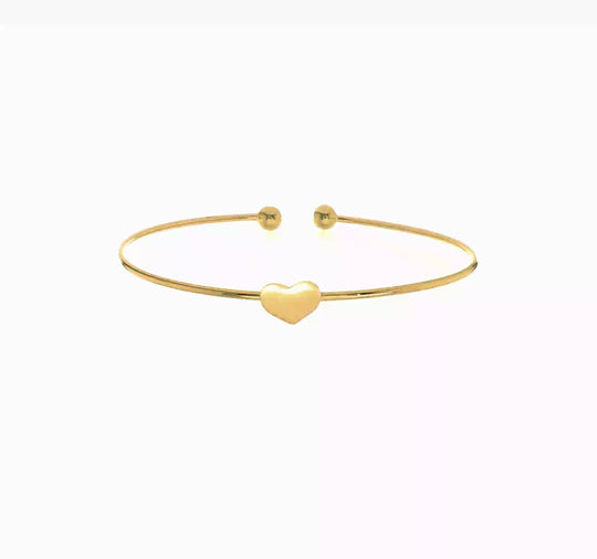 14K Yellow Gold Flexible Heart-Shaped Bracelet with Polished Finish