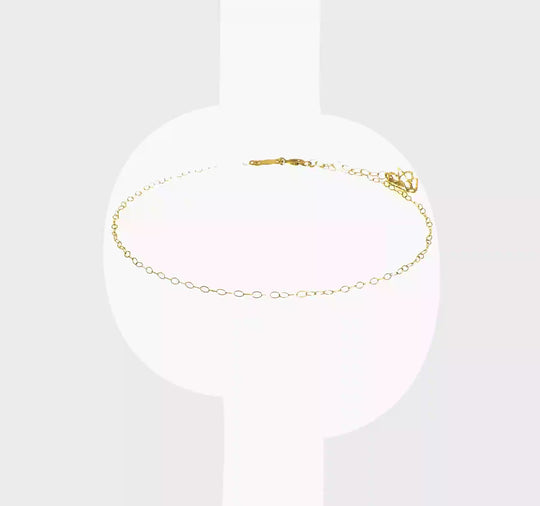 Tobillera de 14K con Cadena de Eslabones Ovalados y Jaula Corazón Cortado en Diamante de 9 Pulgadas más 1 Pulgada de Extensión